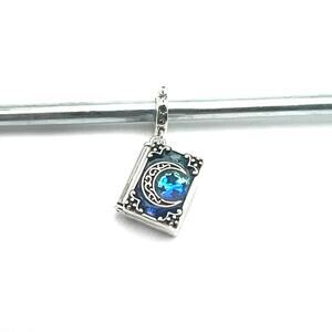 New Crescent Moon & Star Spell Book Charm for European Bracelet